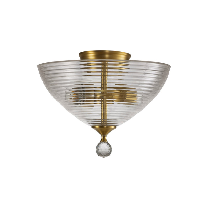 Nelson Lighting NLK16599 Tabion 2 Light Ceiling Light Satin Gold Clear