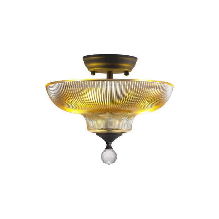 Nelson Lighting NLK16609 Tabion 2 Light Ceiling Light Graphite Amber