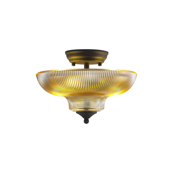 Nelson Lighting NLK16609 Tabion 2 Light Ceiling Light Graphite Amber