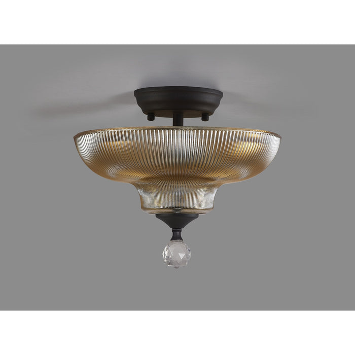 Nelson Lighting NLK16609 Tabion 2 Light Ceiling Light Graphite Amber