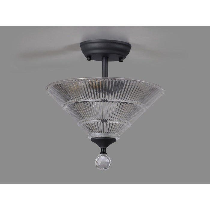 Nelson Lighting NLK16639 Tabion 2 Light Ceiling Light Graphite Clear