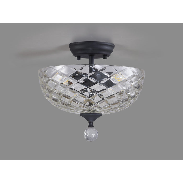 Nelson Lighting NLK16689 Tabion 2 Light Ceiling Light Graphite Clear