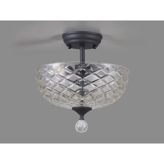 Nelson Lighting NLK16689 Tabion 2 Light Ceiling Light Graphite Clear