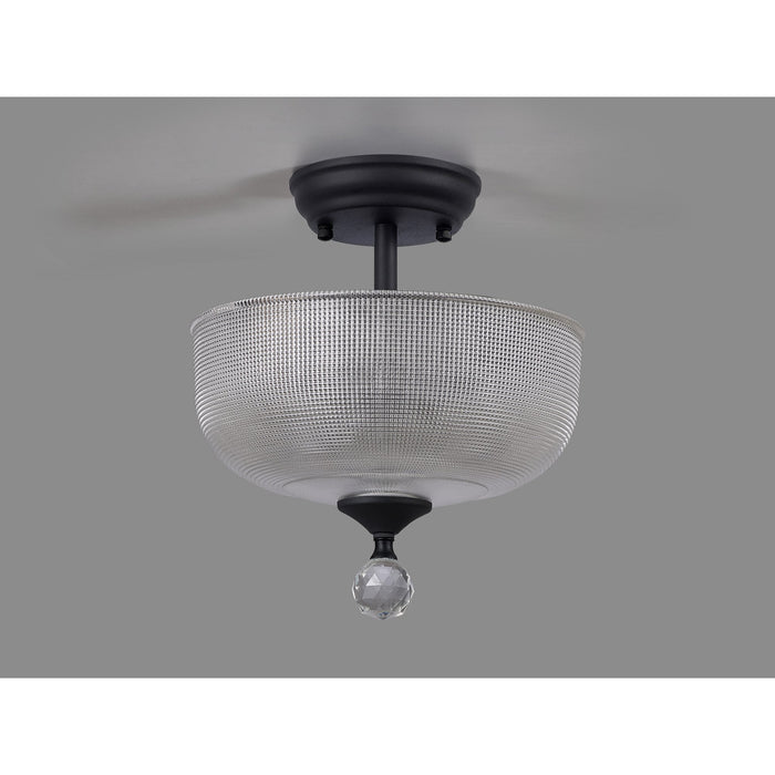 Nelson Lighting NLK16699 Tabion 2 Light Ceiling Light Graphite Clear