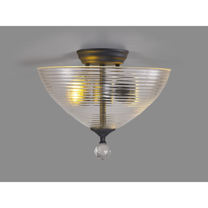 Nelson Lighting NLK16719 Tabion 2 Light Ceiling Light Graphite Clear