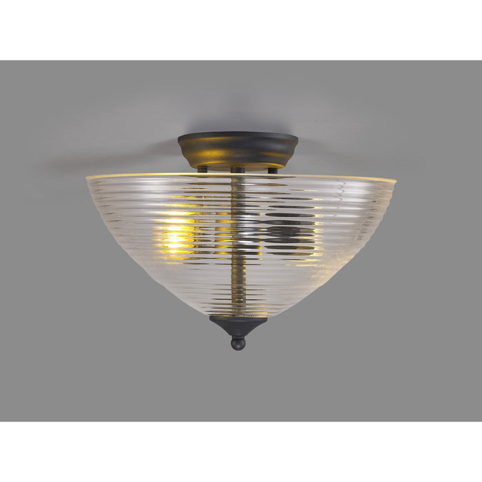 Nelson Lighting NLK16719 Tabion 2 Light Ceiling Light Graphite Clear