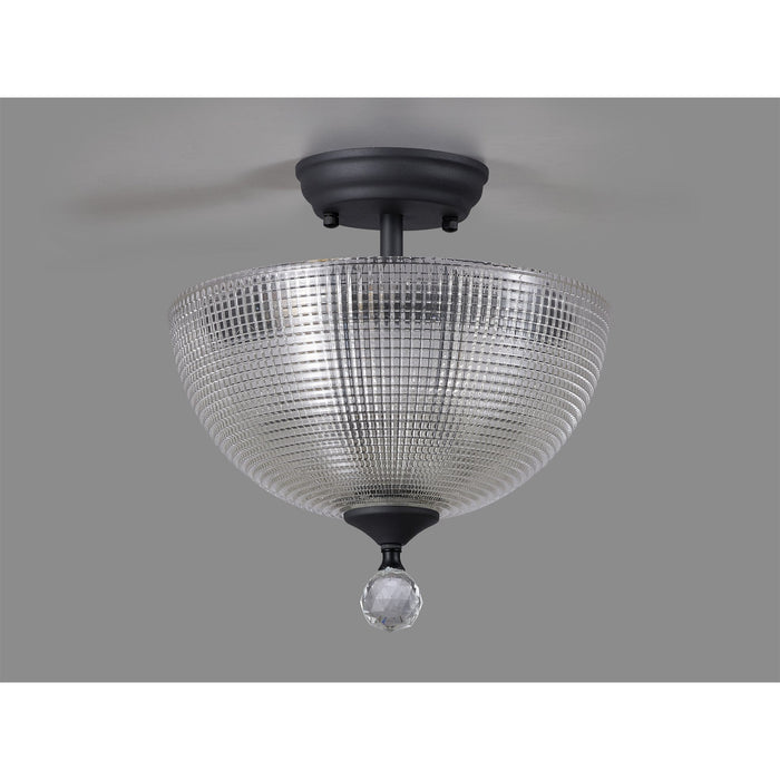 Nelson Lighting NLK16729 Tabion 2 Light Ceiling Light Graphite Clear