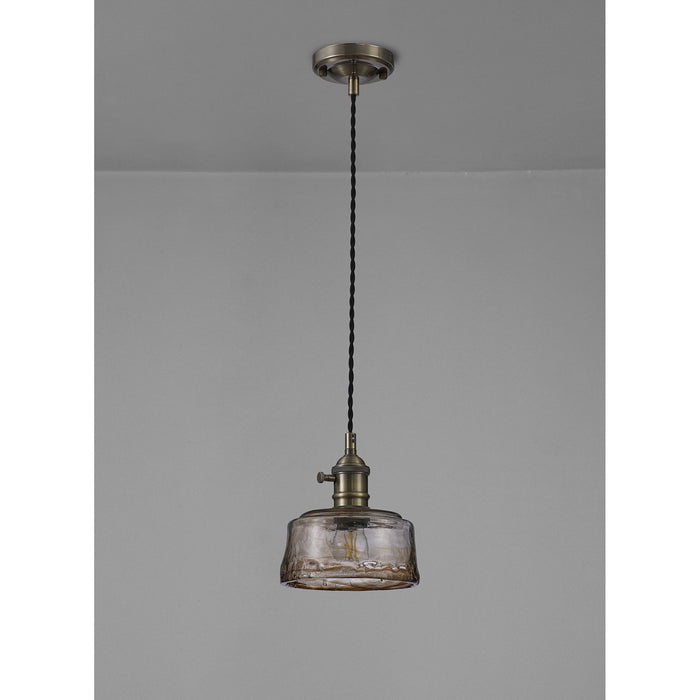 Nelson Lighting NL95179 Wady 1 Light Pendant Antique Brass Black