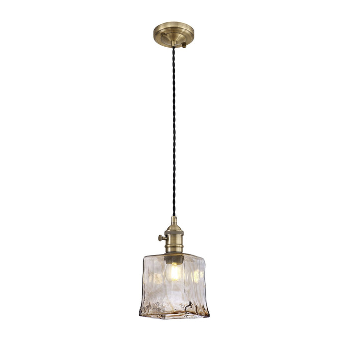 Nelson Lighting NL95209 Wady 1 Light Pendant Antique Brass Black