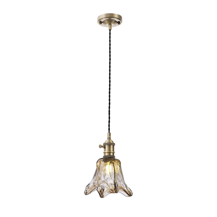 Nelson Lighting NL95239 Wady 1 Light Pendant Antique Brass Black