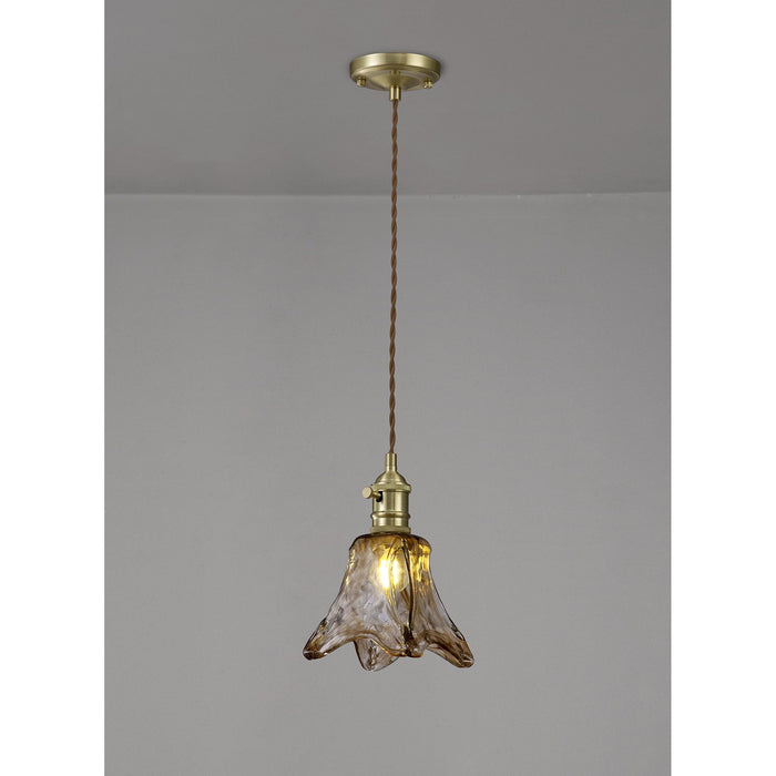 Nelson Lighting NL95249 Wady 1 Light Pendant Brass Beige