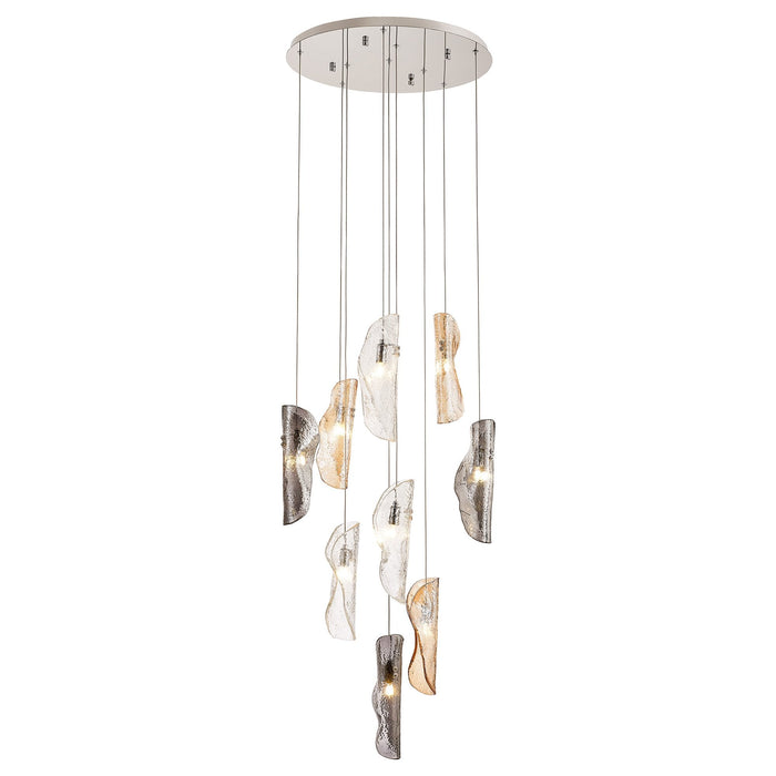 Nelson Lighting NL90679 Wish 9 Light Pendant Polished Chrome Amber/Clear/Smoked