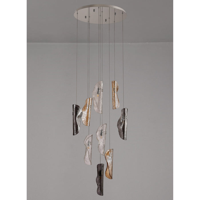 Nelson Lighting NL90679 Wish 9 Light Pendant Polished Chrome Amber/Clear/Smoked