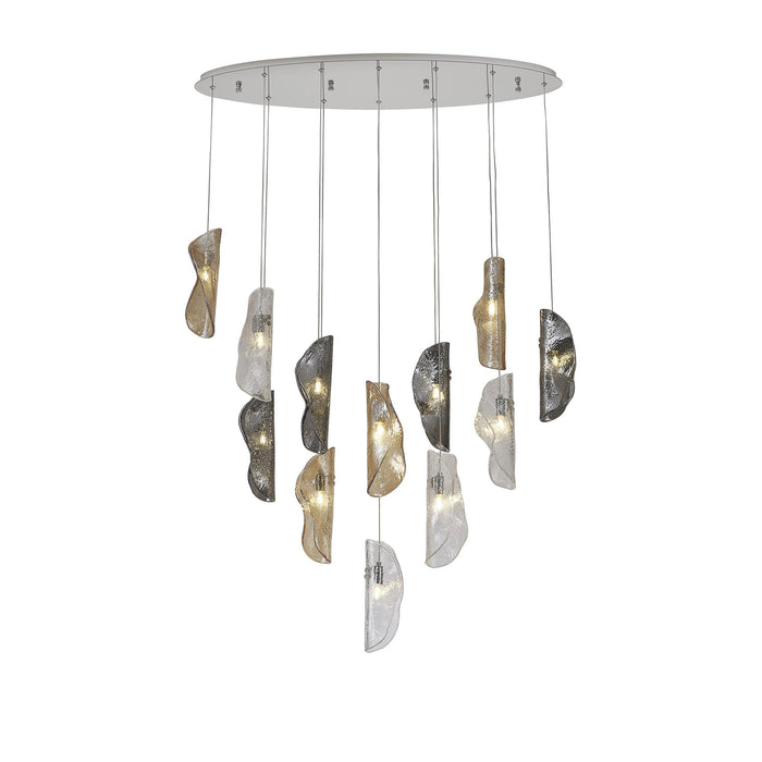 Nelson Lighting NL91409 Wish 12 Light Oval Pendant Polished Chrome Amber/Clear/Smoked