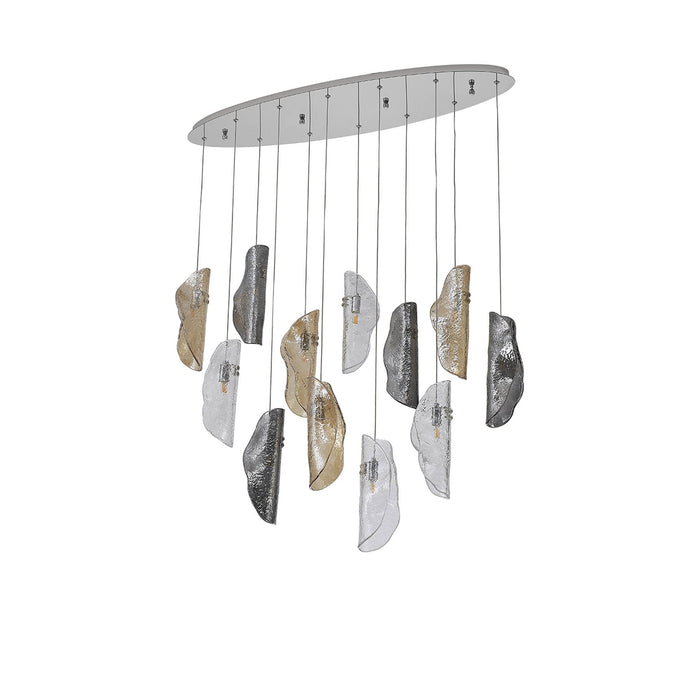 Nelson Lighting NL91409 Wish 12 Light Oval Pendant Polished Chrome Amber/Clear/Smoked