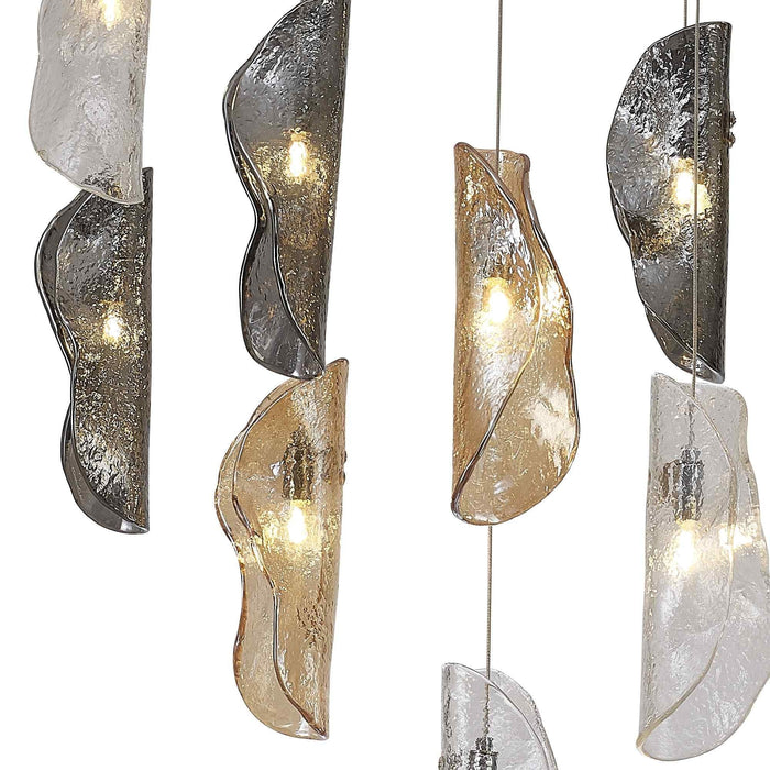 Nelson Lighting NL91409 Wish 12 Light Oval Pendant Polished Chrome Amber/Clear/Smoked