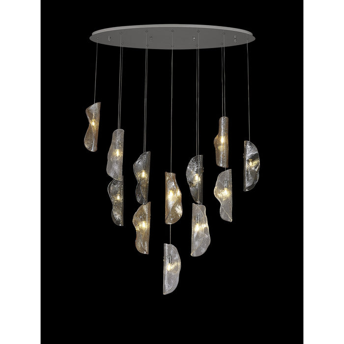 Nelson Lighting NL91409 Wish 12 Light Oval Pendant Polished Chrome Amber/Clear/Smoked