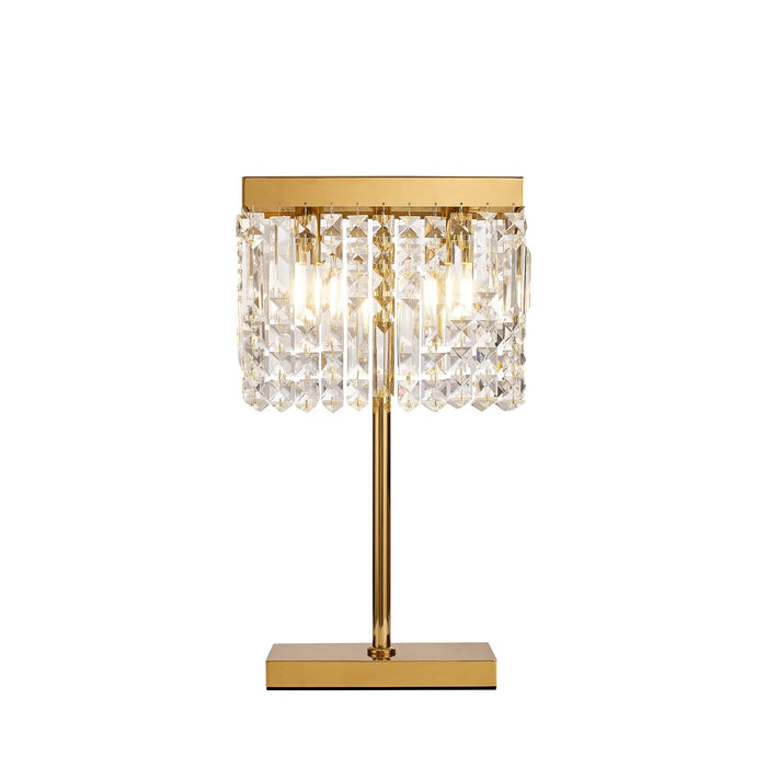 Nelson Lighting NL87709 Zian 2 Light Table Lamp Gold Crystal