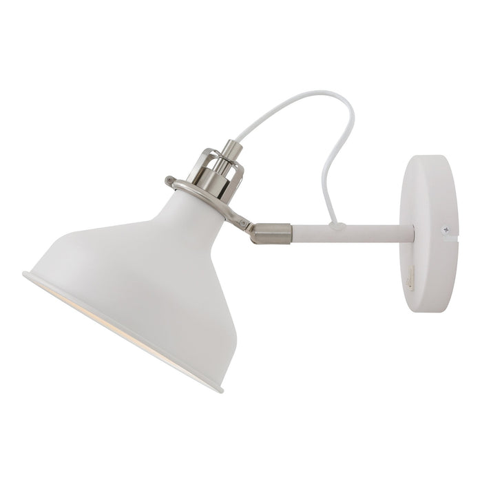 Nelson Lighting NL70129 Barnie Adjustable Wall Lamp Switched Sand White/Satin Nickel/White