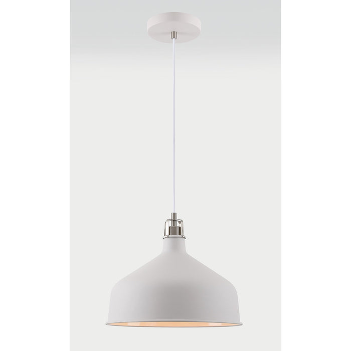 Nelson Lighting NL70189 Barnie Medium Pendant Sand White/Satin Nickel/White