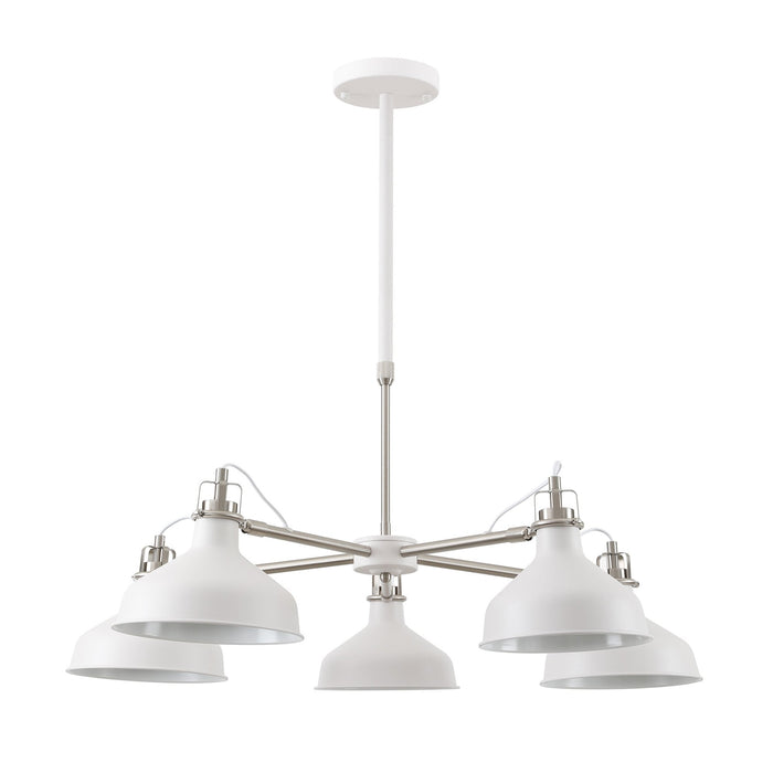 Nelson Lighting NL70219 Barnie Telescopic 5 Light Pendant Sand White/Satin Nickel/White