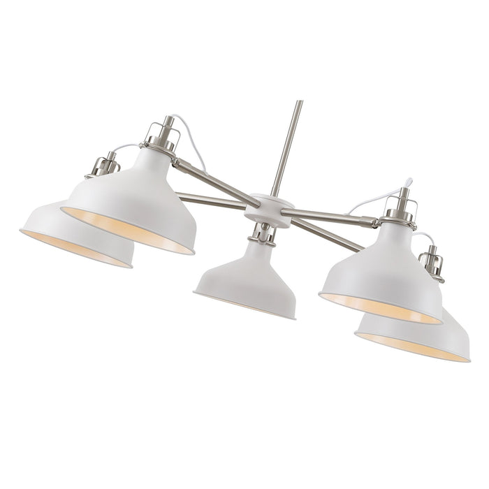 Nelson Lighting NL70219 Barnie Telescopic 5 Light Pendant Sand White/Satin Nickel/White