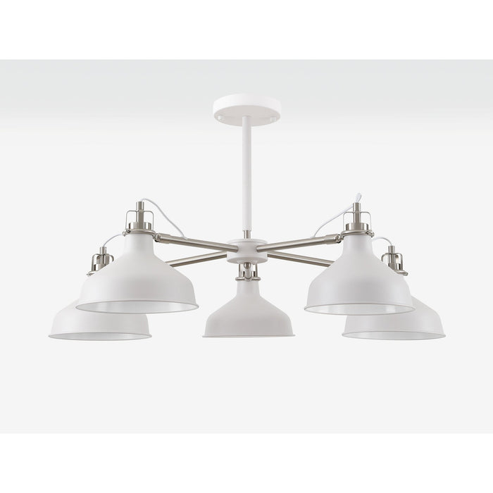 Nelson Lighting NL70219 Barnie Telescopic 5 Light Pendant Sand White/Satin Nickel/White