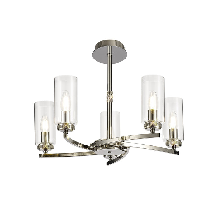 Nelson Lighting NL73109 Darling 5 Light Pendant/Semi Ceiling Polished Nickel