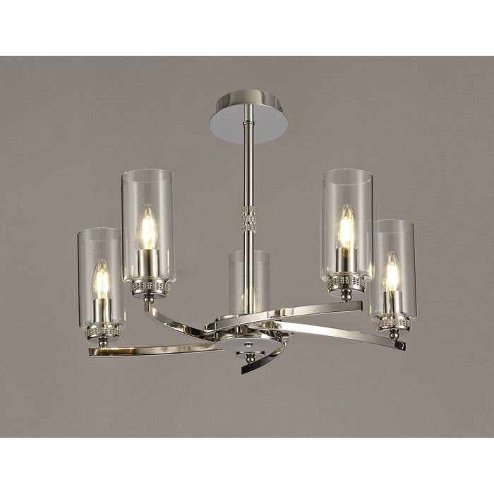 Nelson Lighting NL73109 Darling 5 Light Pendant/Semi Ceiling Polished Nickel