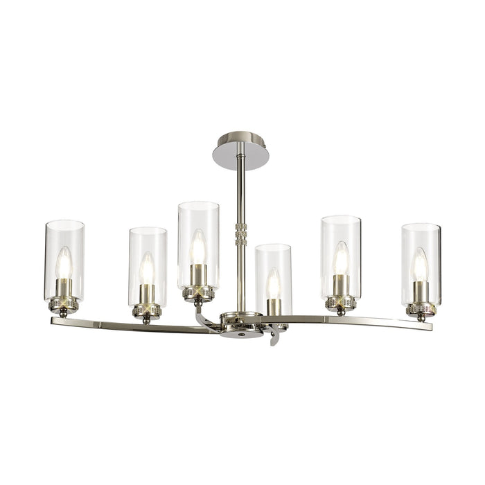 Nelson Lighting NL73119 Darling Pendant/Semi Ceiling 6 Light Polished Nickel