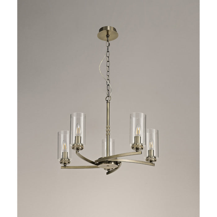 Nelson Lighting NL73269 Darling Pendant/Semi Ceiling 5 Light Antique Brass