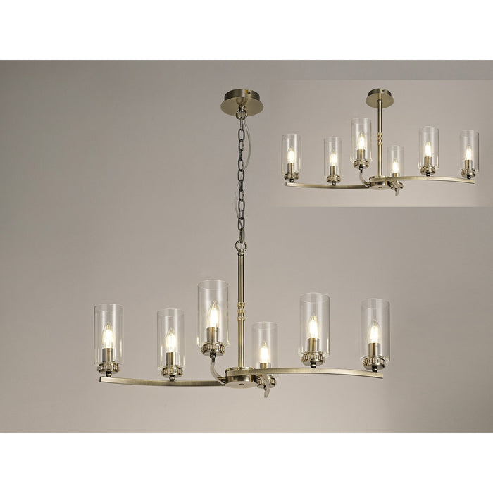 Nelson Lighting NL73279 Darling Pendant/Semi Ceiling 6 Light Antique Brass