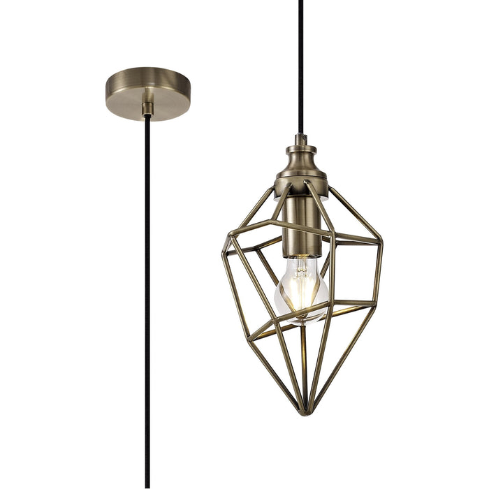 Nelson Lighting NL71309 Davie Small Pendant 1 Light Antique Brass