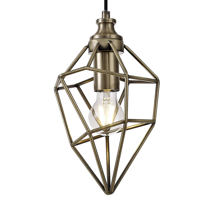 Nelson Lighting NL71309 Davie Small Pendant 1 Light Antique Brass