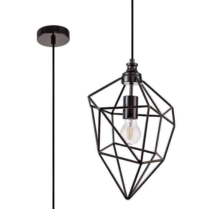 Nelson Lighting NL71599 Davie Medium Pendant 1 Light Black Nickel