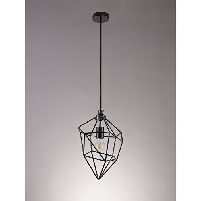 Nelson Lighting NL71599 Davie Medium Pendant 1 Light Black Nickel