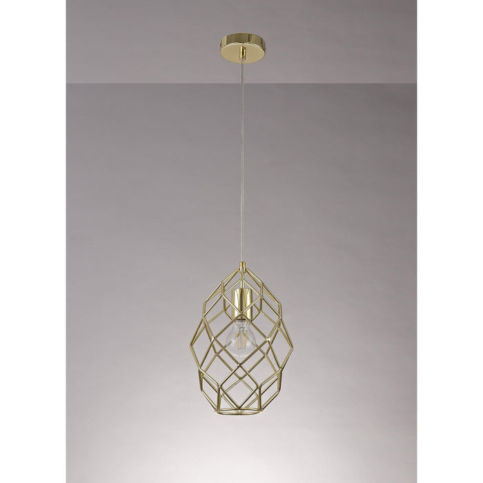 Nelson Lighting NL71929 Eva Curved Cylinder Pendant 1 Light Polished Brass