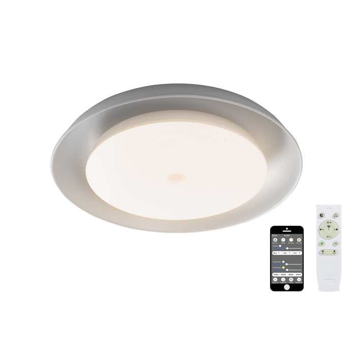 Nelson Lighting NL70909 Fabio Ceiling Light LED RGB Tuneable White Built In Speaker Bluetooth Connection/Remote Control/App Control