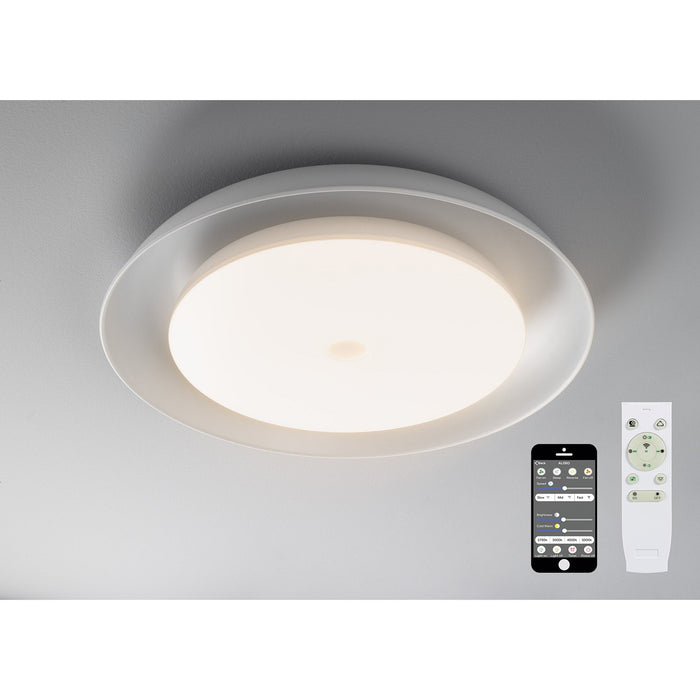 Nelson Lighting NL70909 Fabio Ceiling Light LED RGB Tuneable White Built In Speaker Bluetooth Connection/Remote Control/App Control