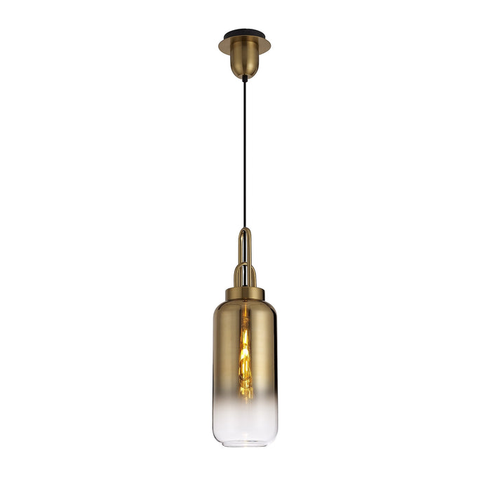 Nelson Lighting NL77939 Acme 16cm Cylinder Glass Brass Gold/Clear