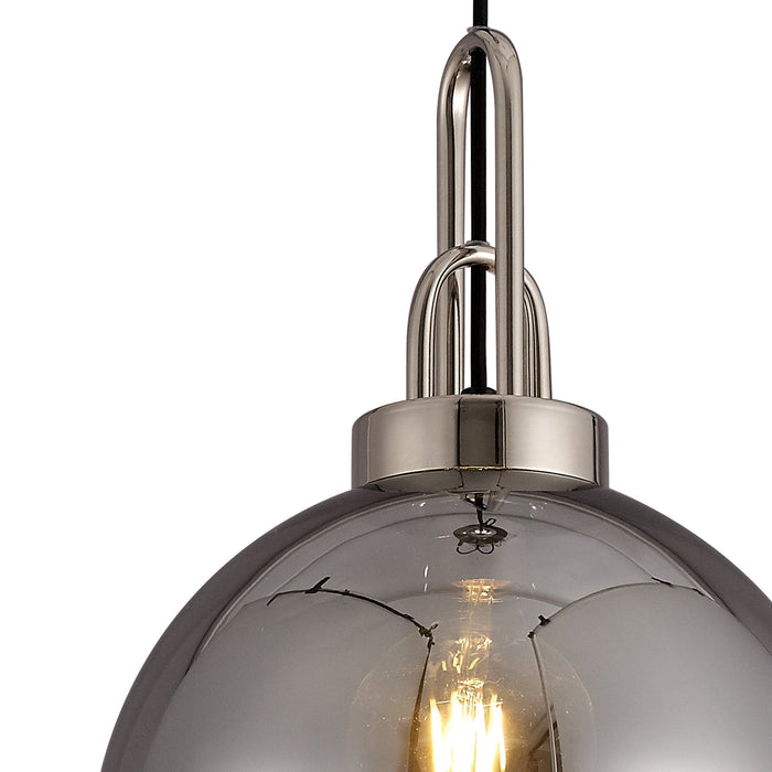 Nelson Lighting NLK00019 Acme 1 Light Pendant With 30cm Globe Glass Polished Nickel/Matt Black/Smoked/Clear