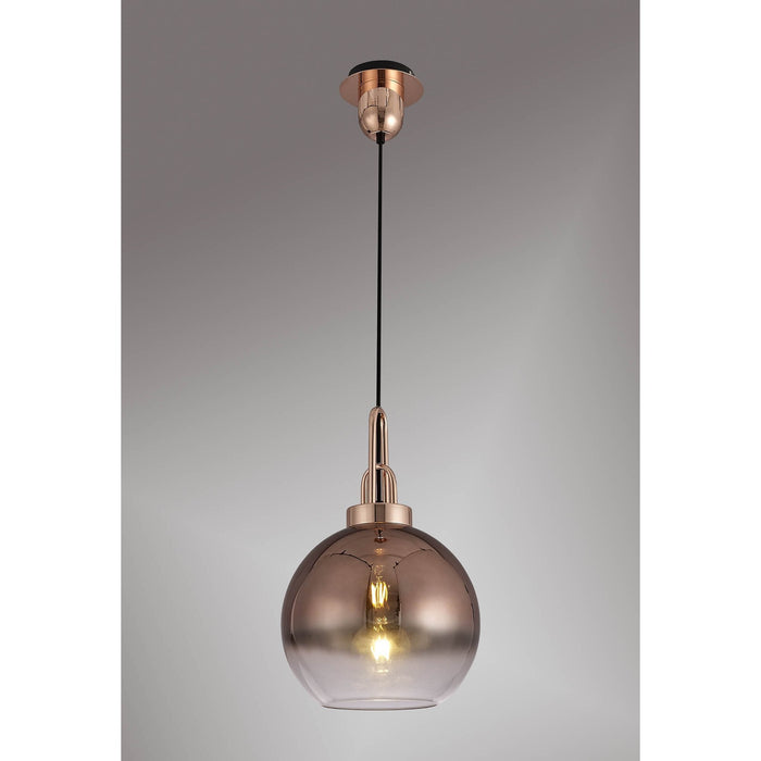 Nelson Lighting NLK00029 Acme 1 Light Pendant With 30cm Globe Glass Copper/Matt Black/Clear