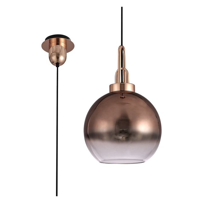 Nelson Lighting NLK00029 Acme 1 Light Pendant With 30cm Globe Glass Copper/Matt Black/Clear