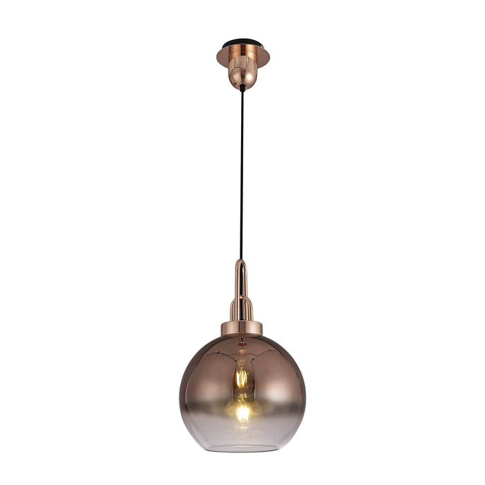 Nelson Lighting NLK00029 Acme 1 Light Pendant With 30cm Globe Glass Copper/Matt Black/Clear