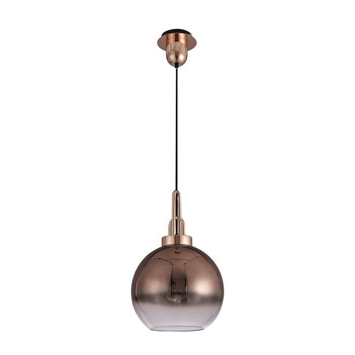 Nelson Lighting NLK00029 Acme 1 Light Pendant With 30cm Globe Glass Copper/Matt Black/Clear