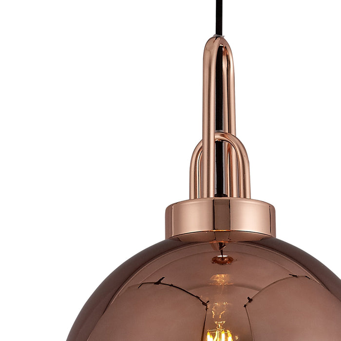 Nelson Lighting NLK00029 Acme 1 Light Pendant With 30cm Globe Glass Copper/Matt Black/Clear