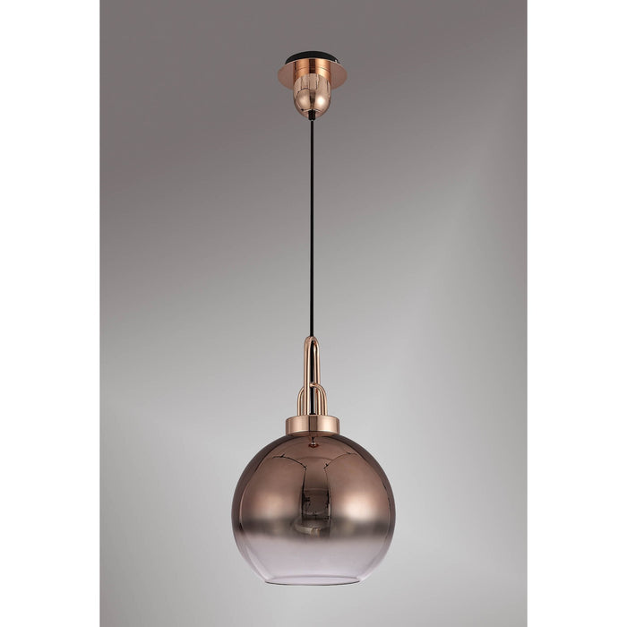 Nelson Lighting NLK00029 Acme 1 Light Pendant With 30cm Globe Glass Copper/Matt Black/Clear