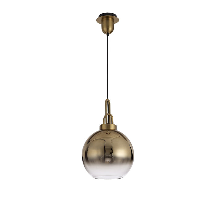 Nelson Lighting NLK00039 Acme 1 Light Pendant With 30cm Globe Glass Brass Gold/Matt Black/Clear