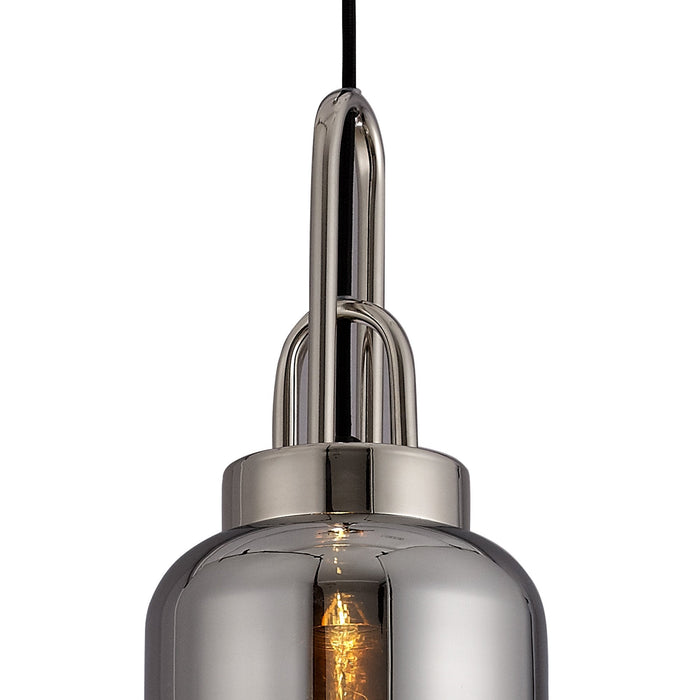 Nelson Lighting NLK03489 Acme 1 Light Pendant With 30cm Cylinder Glass Polished Nickel/Matt Black/Smoked/Clear