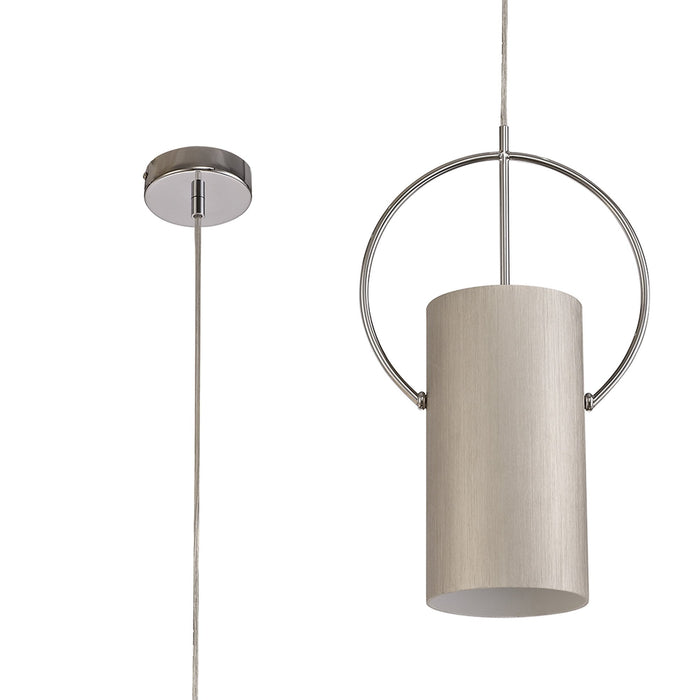 Nelson Lighting NL74079 Amo Single Pendant Satin Nickel/Polished Chrome